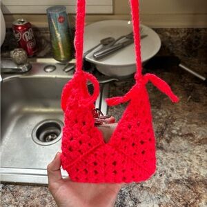 Handmade Red Crochet Bag